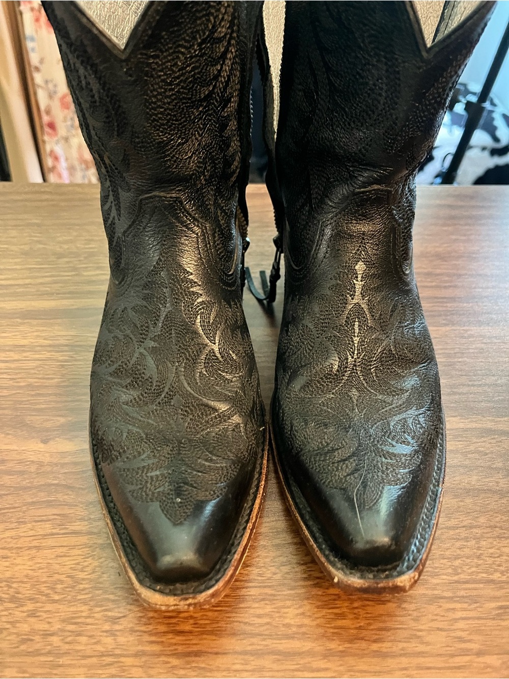 Ariat Cate X Toe Black Embroidered Leather Women's Western Heeled Boots - Picture 5 of 9